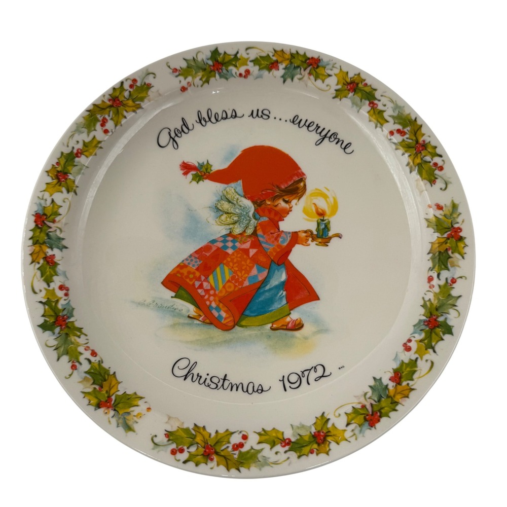 Vintage 1972 Gigi Christmas Plate God Bless Us Everyone American Greetings USA